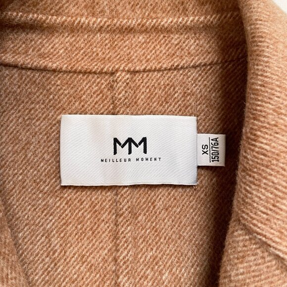 Meilleur Moment Double Breasted Wool Coat Coffee Tan Size XS - Picture 5 of 11